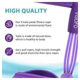 Pedal Resistance Band, 4-Tube Natural Latex Yoga Pedal Puller Resistance Band, Multifunction Tension Rope for Abdomen, Waist, Arm, Yoga Stretching Slimming Training