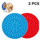 2Packï¼Blue+Redï¼Dog Lick Pad Slow Feeder Lick Mat for Dogs,Dog Peanut Butter Lick Pad with Super Suction To Wall,Pet Lick Mat for Pet Bathing, Grooming, and Dog Training