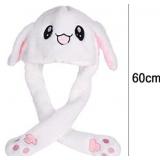 Funny Plush Bunny Hat Ear Moving/Jumping Rabbit Hat Cute Unisex Animal Ear Flap Hat with Paws for Women Girls