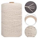 Outuxed Macrame Kits for Starters, with Macrame Cord 3mm x 220 Yards, 8pcs 30mm Beads and 2pcs 65mm Wood Rings for Wall Hanging Crafts, Plant Hanger