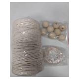 Outuxed Macrame Kits for Starters, with Macrame Cord 3mm x 220 Yards, 8pcs 30mm Beads and 2pcs 65mm Wood Rings for Wall Hanging Crafts, Plant Hanger