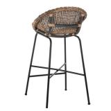 Rihaan Rattan Bar Stool - Natural & Black - Retail $249.99