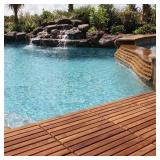 Solid Oiled Teak Wood Interlocking 9-slat Flooring Tiles (Pack of 10) - Retail:$101.09