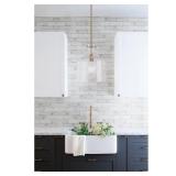 1-Light Clear Water Glass Shade Pendant - Aged Brass - Retail:$182.00