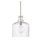 1-Light Clear Water Glass Shade Pendant - Aged Brass - Retail:$182.00