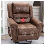 Leather Rivet Power Lift Recliner Chair with Massage, Heat and USB Port - Retail:$879.99