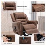 Leather Rivet Power Lift Recliner Chair with Massage, Heat and USB Port - Retail:$879.99