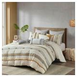 Ink & Ivy -  3pc Cody Cotton Comforter Set - Gray/Yellow /Full/Queen - Retail: $149.99