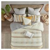 Ink & Ivy -  3pc Cody Cotton Comforter Set - Gray/Yellow /Full/Queen - Retail: $149.99