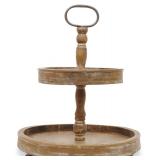 2-Tier Tray -Distressed Wood / Metal Handle - Retail: $55.00