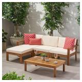 Christopher Knight Home - Santa Ana Acacia Wood Outdoor 3-seater Sectional - Retail:$752.98