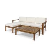 Christopher Knight Home - Santa Ana Acacia Wood Outdoor 3-seater Sectional - Retail:$752.98