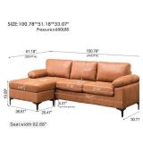 ** CHAISE LONGUE PIECE ONLY / NOT FULL SOFA** Ovios Mid Century Top Grain Suede Leather Chaise Sofa with Metal Legs -Retail: $974.49