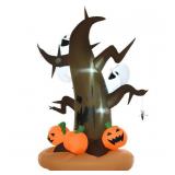 HomCom - 8ft Halloween Inflatable Lighted Yard Ornament Dead Tree with Pumpkins - Retail: $49.99