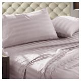 Luxury 1000 Thread Sateen Damask Stripe Set - Sepia Rose /Queen - Retail: $99.99