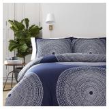 Marimekko Fokus Comforter & Sham Set - King /Dark Blue - Retail $179.99