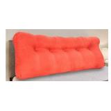 Vekkia Large Triangular Bed Rest Positioning Support Pillow for Reading in Bed, Perfect Bolster Lumbar Cushion for Day Bed & Bunk Bed, Wedge Headboard Pillow with Removable Cover Orange ï¼Twinï¼