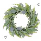 Eucalyptus Wreath for Front Door- 18 inches Handicraft Bamboo Frame with Versatile Leaves - Ideal Spring & Summer Decorating for Indoor & Outdoor Use