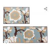 MustMat 2 Pieces Non Skid Kitchen Rug Set (18"x27"+18"x47") Flower Design Area Rug Perfectly in Front of Kitchen Sink and Dishwasher (A)