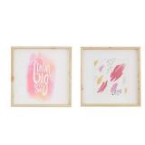 NoJo 2Piece Framed Wall Art, Pink/Multi/Pink/White