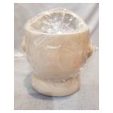 Female Head Design Succulents Plant Pot with Drainage Hole, Cactus Planter Indoor Outdoor Resin Planter, Cute Plants Flower Pot, Unique Garden Planter, Green Eyes Beige Skin