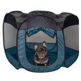 FurHaven Pet Playpen Mesh Open-Air Dog Playpen, Sailor Blue, Large