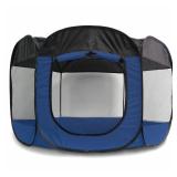 FurHaven Pet Playpen Mesh Open-Air Dog Playpen, Sailor Blue, Large