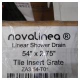 NOVALINE LINEAR SHOWER DRAIN, 54X2.75IN , TIKE INSERT GRATE, ITEM# ZA3-54-T01
