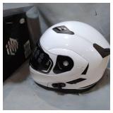 MOTORCYCLE HELMET SIZE Large, - WHITE & BLACK