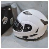 MOTORCYCLE HELMET SIZE Large, - WHITE & BLACK