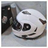 MOTORCYCLE HELMET SIZE Large, - WHITE & BLACK