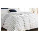 Linenspa Reversible Down Alternative Microfiber Comforter Queen Down Alternative Grey/Grey Stripe in White