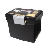 Storex Portable File Box with Lockable Lid - Black with Clear Top