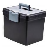 Storex Portable File Box with Lockable Lid - Black with Clear Top