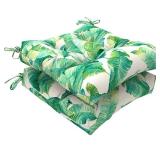 LVTXIII Indoor/Outdoor Square Tufted Wicker Seat Cushions Pack of 2, Patio Decorative Thick Chair Pads Seat Cushions Set for Patio Garden Home, 19x19x5, Swaying Palms Capri