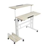 Mind Reader - 2 Tier Sit and Stand Desk XL - White