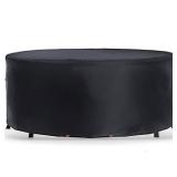 Patio Furniture Covers, Round Table Cover Waterproof UV Resistant Anti-Fading Dining Table Chairs Cover with Upgrade Air Vent (Black, D 98" x 37" H)