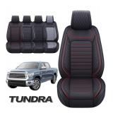 Aierxuan Toyota Tundra Front Seat Covers Custom Fit 2008-2022 Truck Pickup Crewmax Double Cab Waterproof Leather Airbag Compatible Cushions(2 PCS Front/Black-Red