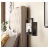 Odeums Indoor Wall Lights, Indoor Wall Sconces, 1-Light Interior Wall Mount Light Fixture, Oil Rubbed Bronze Finish with Clear Hammered Glass