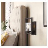 Odeums Indoor Wall Lights, Indoor Wall Sconces, 1-Light Interior Wall Mount Light Fixture, Oil Rubbed Bronze Finish with Clear Hammered Glass