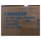 One case of 1000 small Ziploc bags 3” x 5”