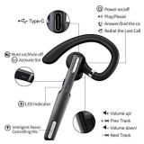 ICOMTOFIT Bluetooth Headset, Wireless Bluetooth Earpiece V5.0 Hands-Free Earphones with Built-in Mic for Driving/Business/Office, Compatible with iPhone and Android (Gray)