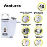 Aroma Housewares Select Stainless Rice Cooker & Warmer with Uncoated Inner Pot, 6-Cup(cooked) / 1.2Qt, ARC-753SG, White