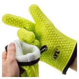 AYL Silicone Cooking Gloves - Heat Resistant Oven Mitt for Grilling, BBQ, Kitchen - Safe Handling of Pots and Pans - Cooking & Baking Non-Slip Potholders - Internal Protective Cotton Layer