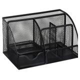Greenco Mesh Office Supplies Desk Organizer Caddy, 6 Compartments, Black