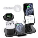 Wireless Charger Stand, CEREECOO 4 in 1 Wireless Charging Station Dock Compatible with iPhone Series13/12/11/11pro/Xr/Xs/X/Max/8/8Plus Apple Watch 7/6/5/4/3 AirPods Pro/1/2(iWatch Charger Required)