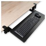meidong Large Keyboard Tray Clamp-On Adjustable Height Under Desk with Tools, Easy Installation for Home/Office/School/Typing/Gaming Using (Black)