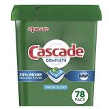 Cascade Complete Dishwasher-Pods, ActionPacs Dishwasher Detergent Tabs, Fresh Scent, 78 Count (Packaging May Vary)