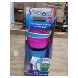 Snackeez Travel Snack & Drink Cup with Straw, Pink, Large (Pack of 1)