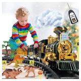 Train Set Toy with Remote - Upgraded Large Size Electric Train Toy Set with Dinosaurs, Battery-Powered Steam Locomotive Engine, Cargo Cars & Tracks, Gift Toys for Age 3 4 5 6 7 8+ Kids, Assorted